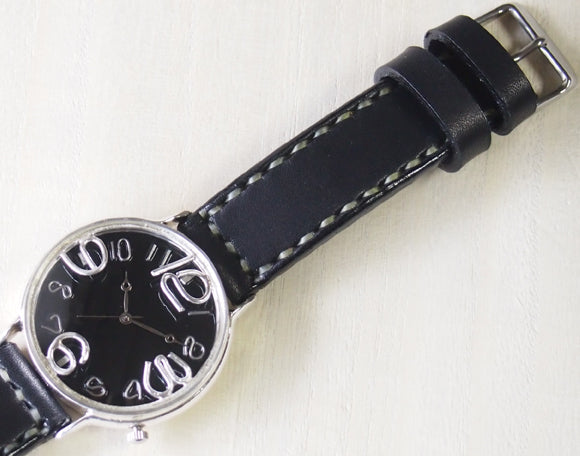 渡辺工房 手作り腕時計 ジャンボシルバー“GRANPA” ブラック文字盤 [NW-JUM116-B-SV]