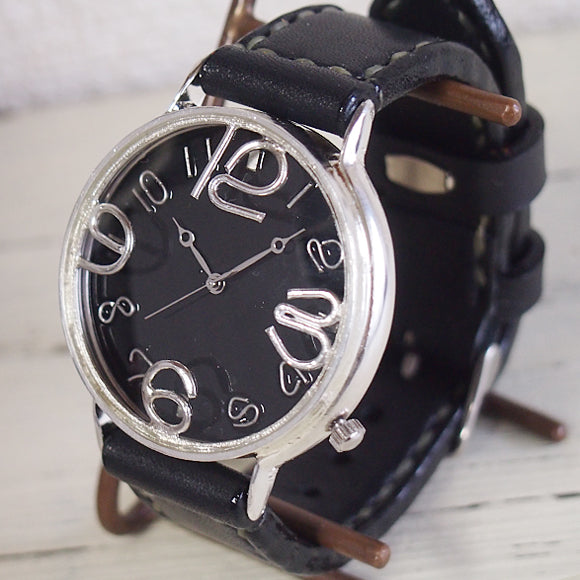渡辺工房 手作り腕時計 ジャンボシルバー“GRANPA” ブラック文字盤 [NW-JUM116-B-SV]