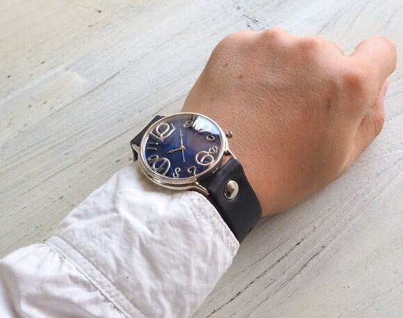 渡辺工房 手作り腕時計 ジャンボシルバー “GRANDAD 2” クリアブルー文字盤 [NW-JUM116B-BL]