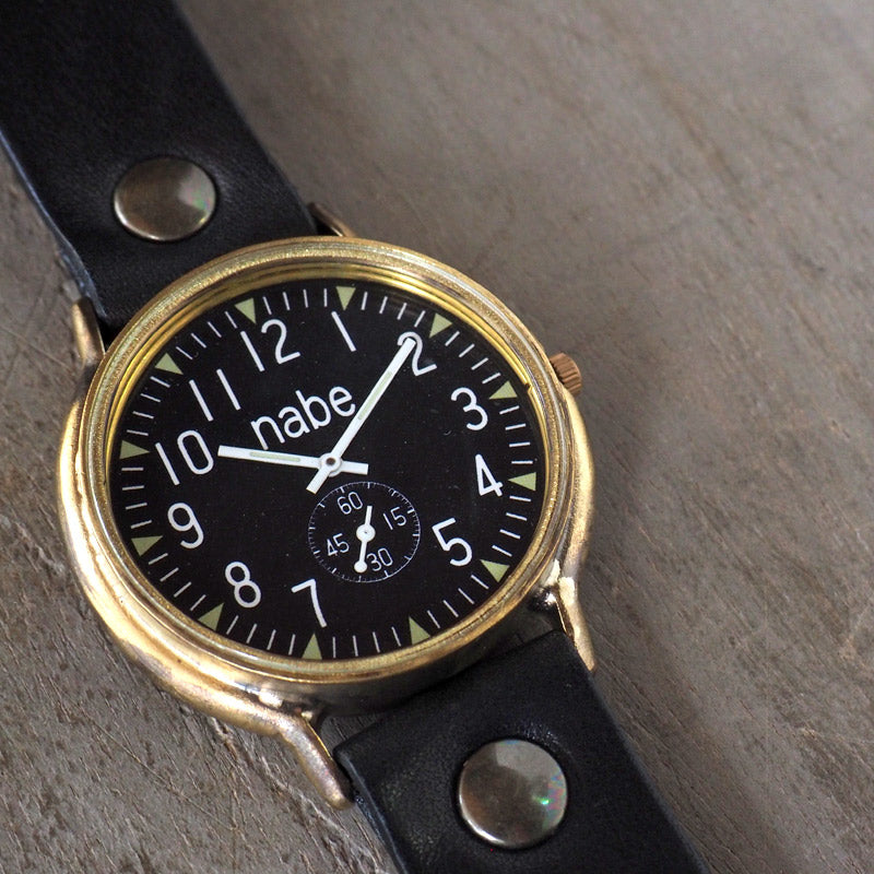 渡辺工房 手作り腕時計 “GRANDAD-B-SSP”ジャンボブラス 黒文字盤 スモールセコンド [NW-JUM116SSP-BK]