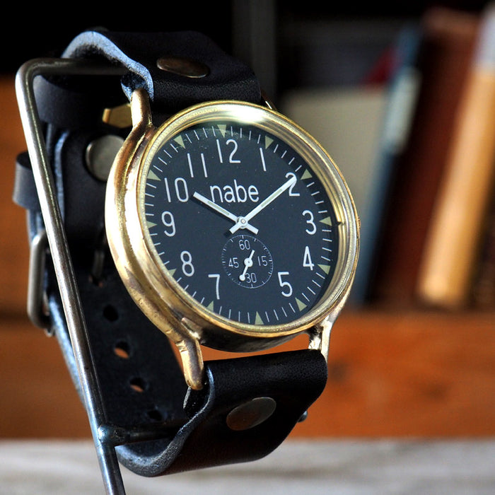 Watanabe Kobo Handmade Watch “GRANDAD-B-SSP” Jumbo Brass Black Dial Small Second [NW-JUM116SSP-BK] 