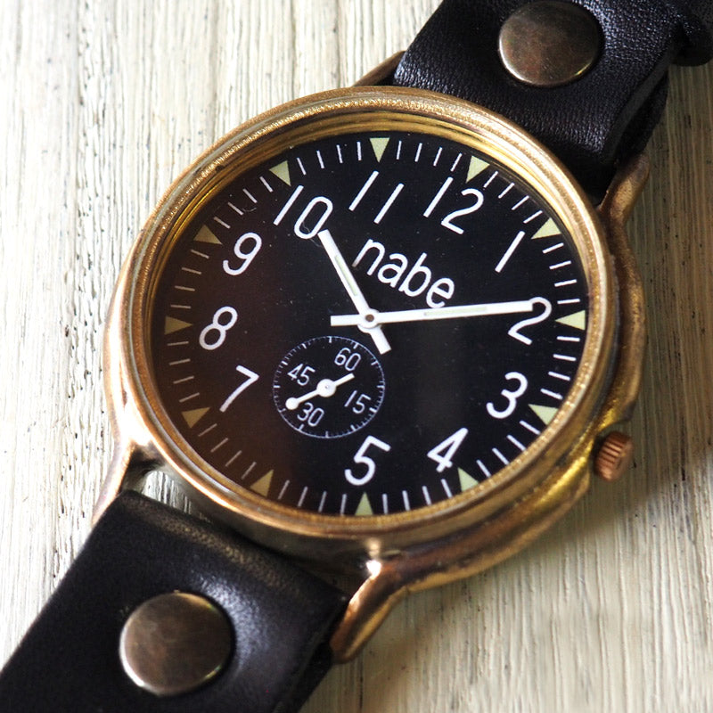 渡辺工房 手作り腕時計 “GRANDAD-B-SSP”ジャンボブラス 黒文字盤 スモールセコンド [NW-JUM116SSP-BK]