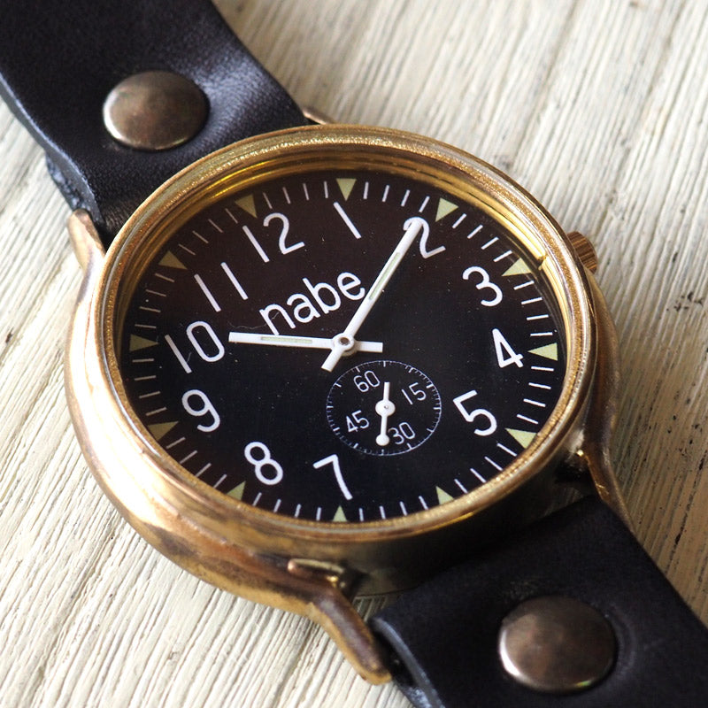 渡辺工房 手作り腕時計 “GRANDAD-B-SSP”ジャンボブラス 黒文字盤 スモールセコンド [NW-JUM116SSP-BK]