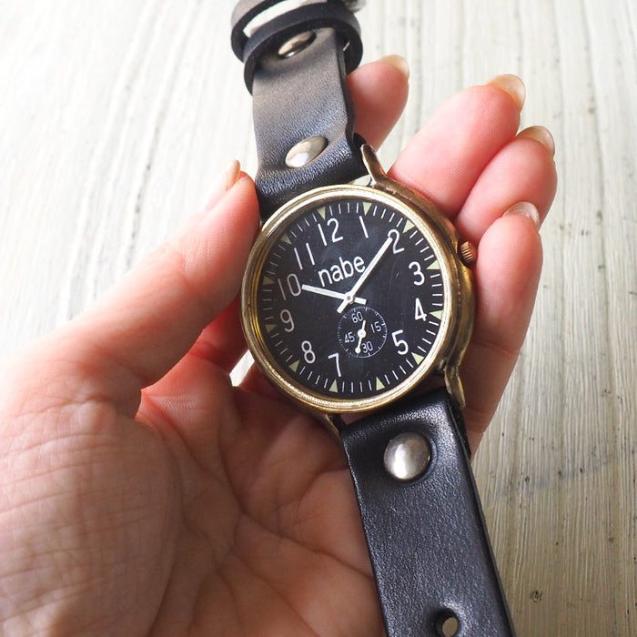 Watanabe Kobo 手工手錶 “GRANDAD-B-SSP” Jumbo 黃銅 黑色 錶盤 Small Second [NW-JUM116SSP-BK] 