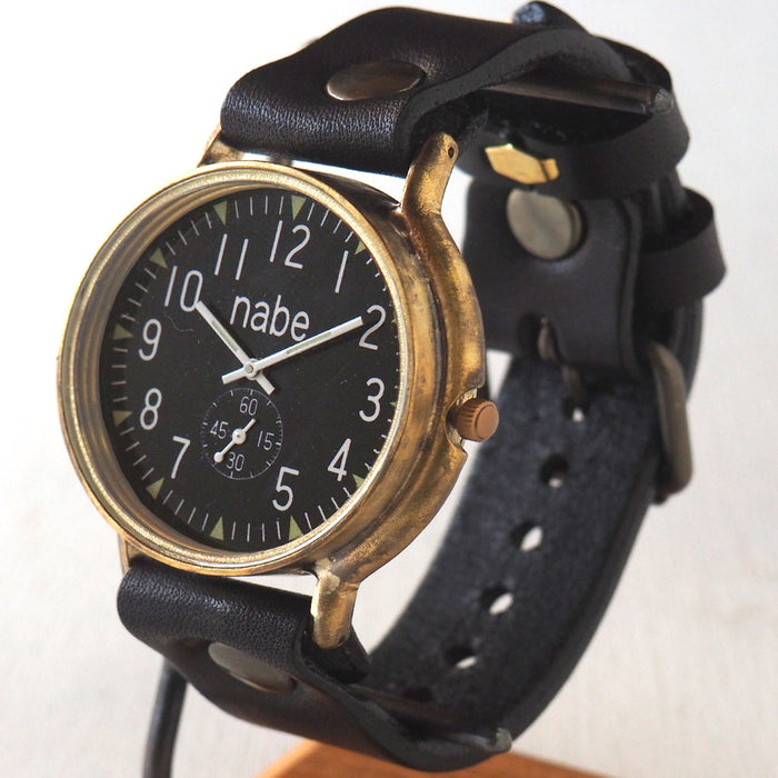 Watanabe Kobo 手工手錶 “GRANDAD-B-SSP” Jumbo 黃銅 黑色 錶盤 Small Second [NW-JUM116SSP-BK] 