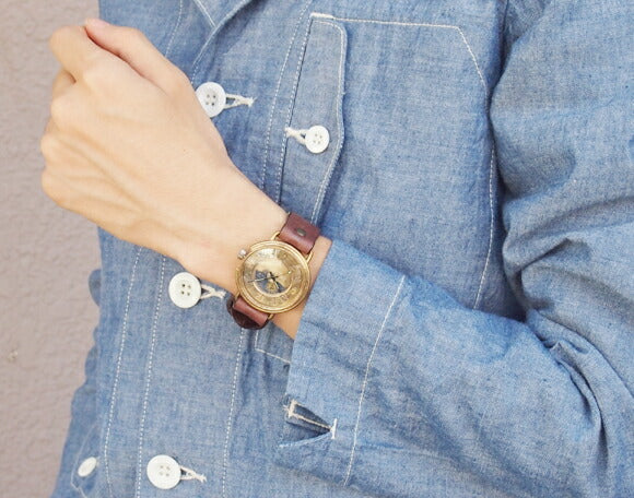 Watanabe Koubou Handmade Watch “BigWheel2-B-SUN&amp;MOON” Jumbo Brass [NW-JUM125-SM] 