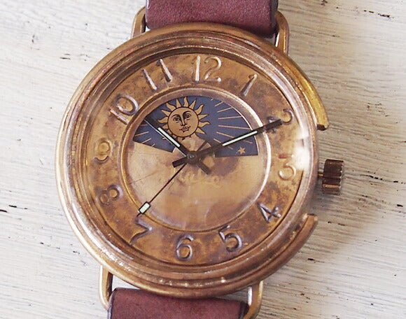 Watanabe Koubou Handmade Watch “BigWheel2-B-SUN&amp;MOON” Jumbo Brass [NW-JUM125-SM] 