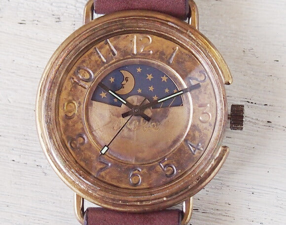 Watanabe Koubou 手工手錶 “BigWheel2-B-SUN&amp;MOON” 巨型黃銅 [NW-JUM125-SM] 