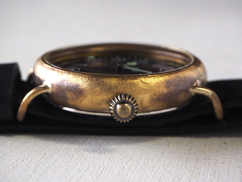 渡辺工房 手作り腕時計 黒文字盤 ミリタリーウォッチ カレンダー付 NATOベルト[NW-JUM155DATE]