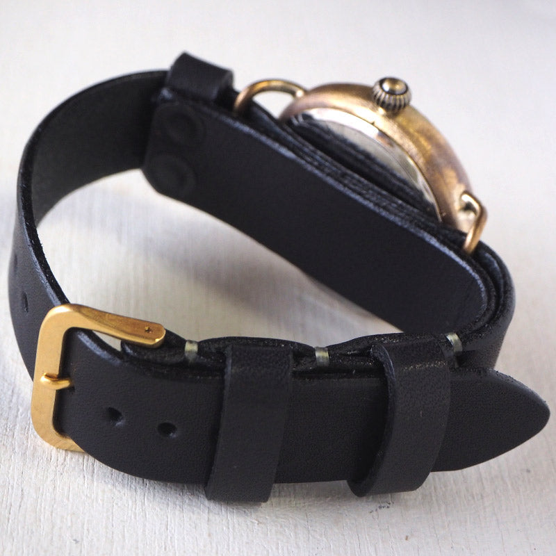 渡辺工房 手作り腕時計 黒文字盤 ミリタリーウォッチ カレンダー付 NATOベルト[NW-JUM155DATE]