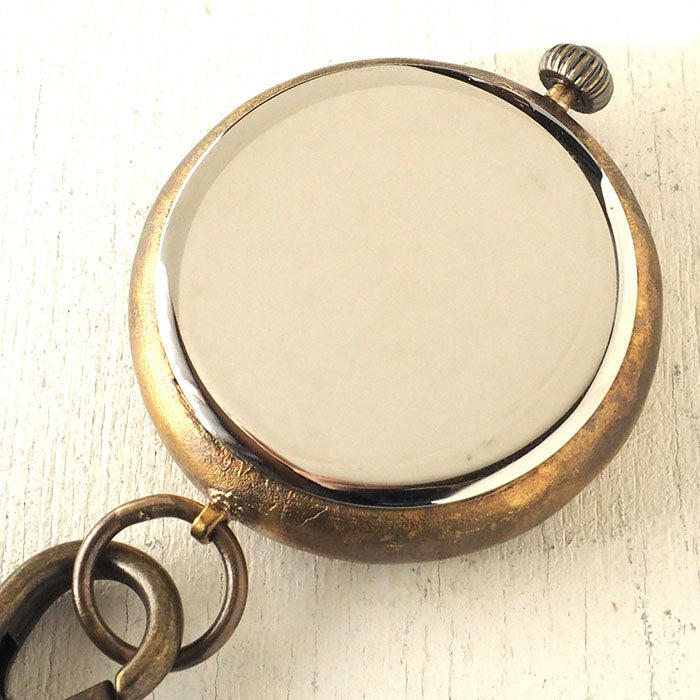 渡辺工房 手作り懐中時計 “Crescent Moon-JB” ジャンボブラス 甲丸ケース 真鍮チェーン [NW-JUM158CM]