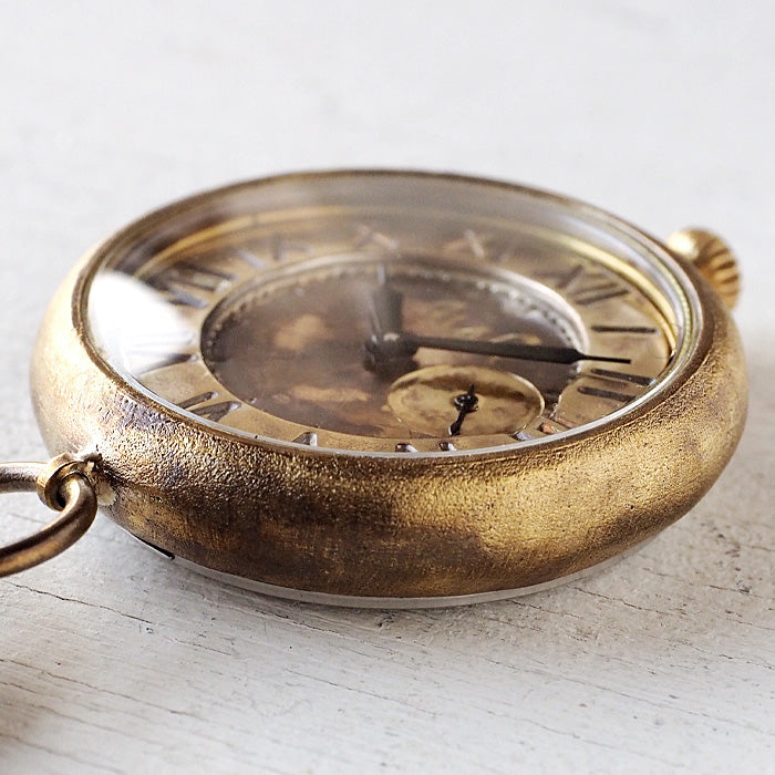 渡辺工房 手作り懐中時計 “Armor-JB懐中-SS” 甲丸ケース 38mm スモールセコンド ローマ数字 真鍮 文字盤 [NW-JUM158SS]