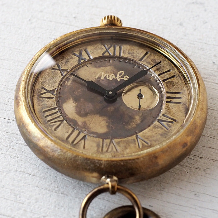 渡辺工房 手作り懐中時計 “Armor-MEGA懐中-SS” 甲丸ケース 44mm スモールセコンド ローマ数字 真鍮 文字盤 [NW-JUM159SS]