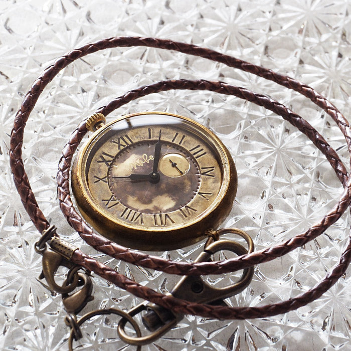 渡辺工房 手作り懐中時計 “Armor-MEGA懐中-SS” 甲丸ケース 44mm スモールセコンド ローマ数字 真鍮 文字盤 [NW-JUM159SS]