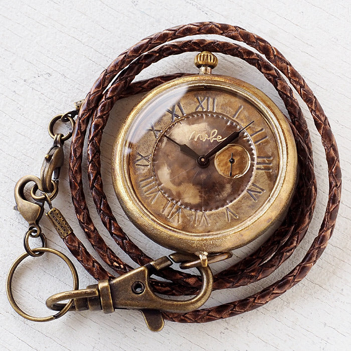 渡辺工房 手作り懐中時計 “Armor-MEGA懐中-SS” 甲丸ケース 44mm スモールセコンド ローマ数字 真鍮 文字盤 [NW-JUM159SS]