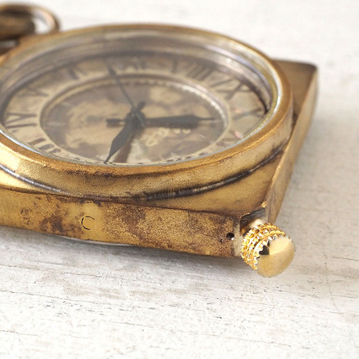 渡辺工房 手作り懐中時計 ひし形ケース ローマ数字 真鍮チェーン [NW-JUM160]