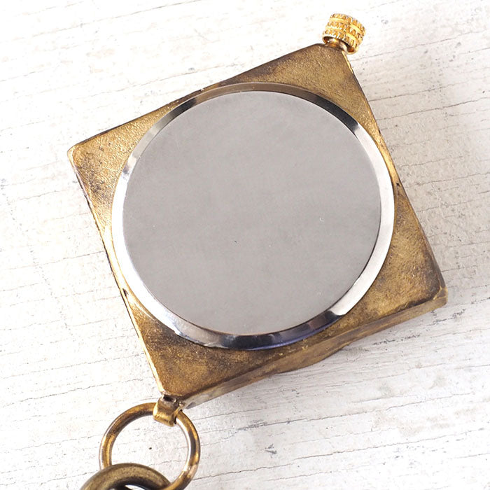 渡辺工房 手作り懐中時計 ひし形ケース ローマ数字 真鍮チェーン [NW-JUM160]