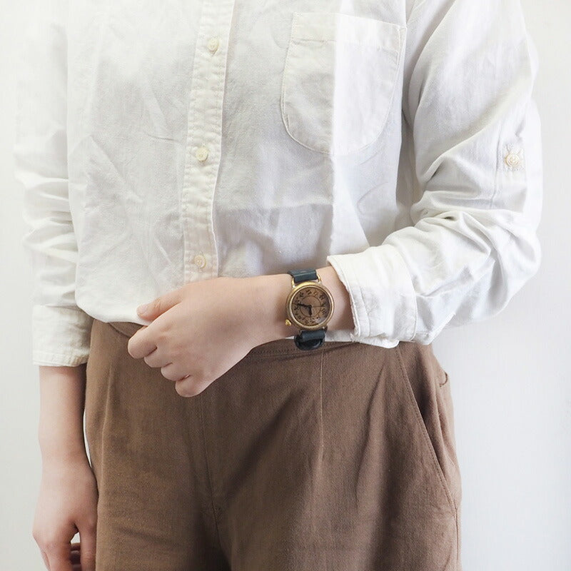 Watanabe Koubou Handmade Watch Slanted Dial “Wanokoku 2” Chinese Numerals Round Case Jumbo Brass [NW-JUM161] 