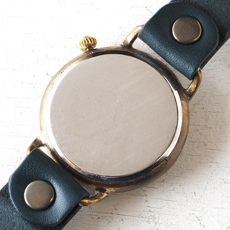 Watanabe Koubou Handmade Watch Slanted Dial “Wanokoku Three” Chinese Numerals Round Case Jumbo Brass [NW-JUM162] 