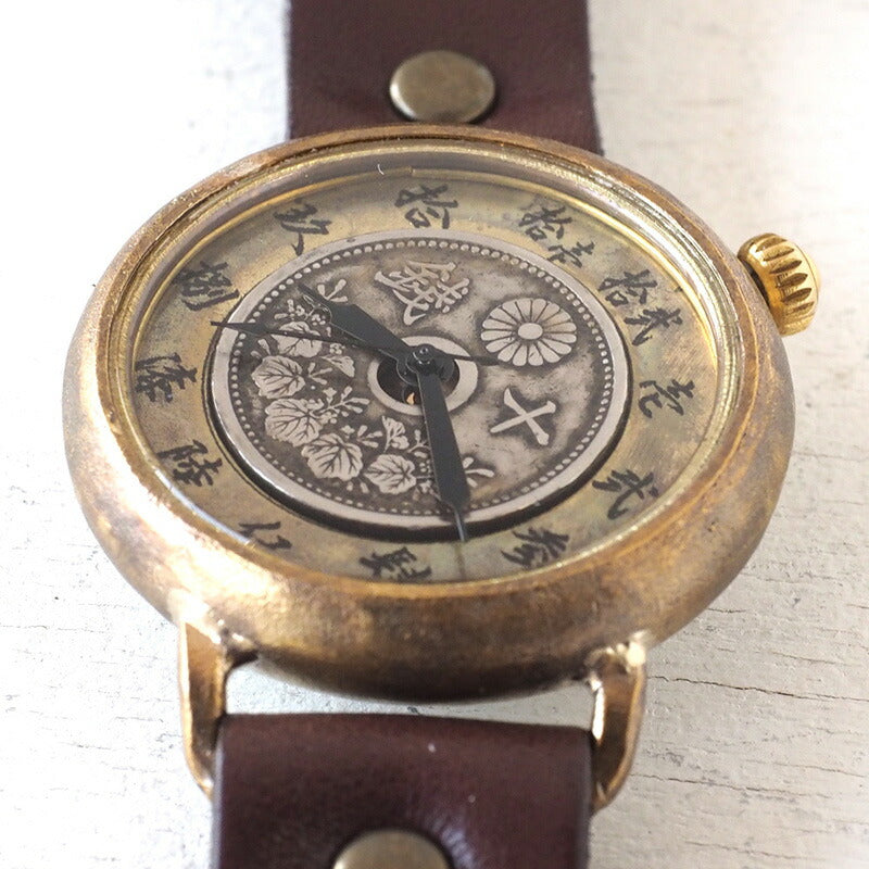 Watanabe Koubou Handmade Watch Slanted Dial “Wanokoku 5” Ten-sen Coin Round Case Jumbo Brass 38mm [NW-JUM163] 