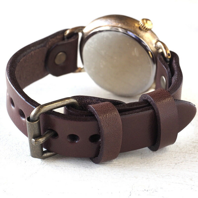 Watanabe Koubou Handmade Watch Slanted Dial “Wanokoku 5” Ten-sen Coin Round Case Jumbo Brass 38mm [NW-JUM163] 