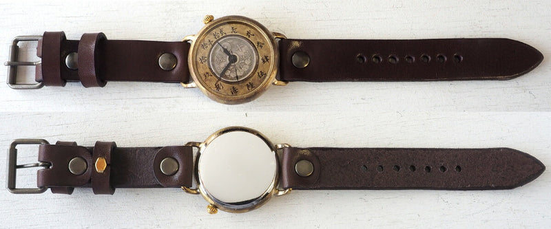 Watanabe Koubou Handmade Watch Slanted Dial “Wanokoku 6” Ten-sen Coin Round Case Jumbo Brass 44mm [NW-JUM164] 