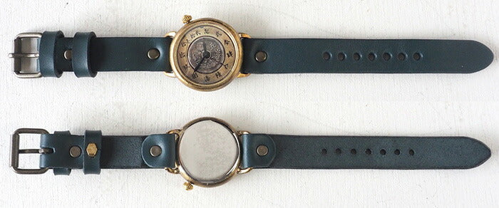 Watanabe Koubou Handmade Watch Slanted Dial “Wanokoku 7” 5-sen Coin Round Case Jumbo Brass 38mm [NW-JUM165] 