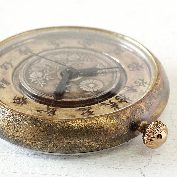 Watanabe Kobo Handmade Pocket Watch "Wanokoku Kairoku" Ten-sen Coin &amp; Large Dial Round Case [NW-JUM169] 