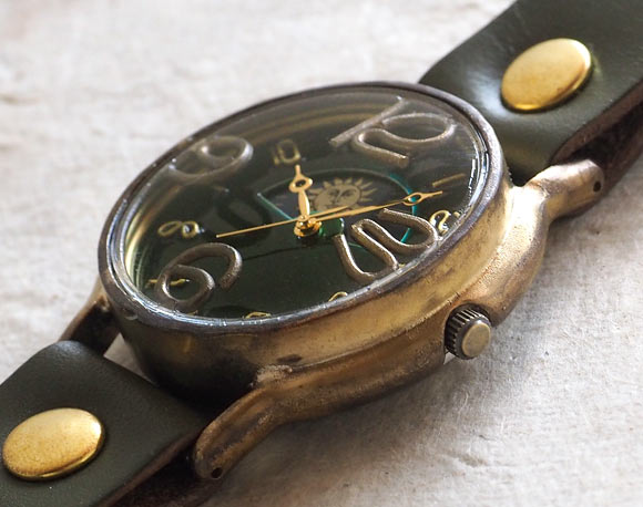 渡辺工房 手作り腕時計 “J.B.2-SUN＆MOON”ジャンボブラス カラーダイヤル グリーン [NW-JUM31B-SM-GR]