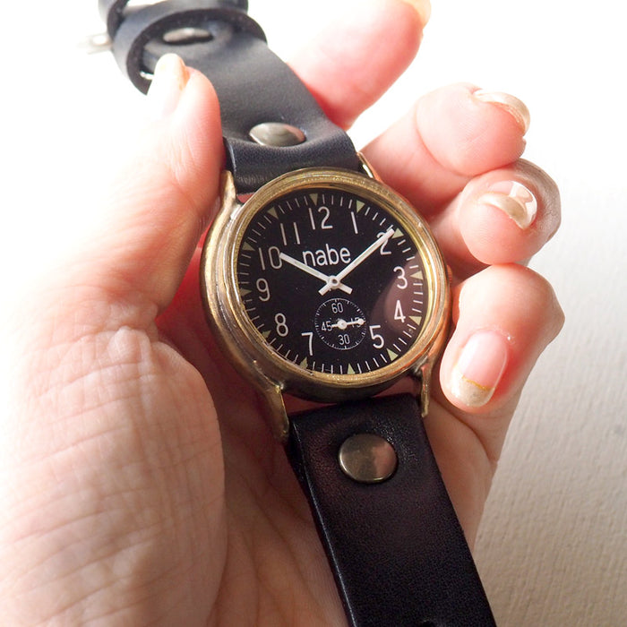Watanabe Kobo 手工手錶 "JB-SSP" 男士黃銅黑色錶盤小秒 [NW-JUM31SSP-BK] 