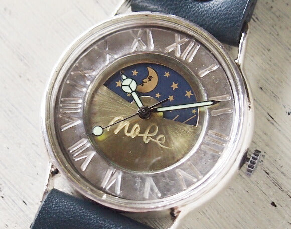 渡辺工房 手作り腕時計 “J.S.SUN&MOON” ジャンボシルバー [NW-JUM31SV-SM]