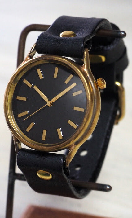 渡辺工房 手作り腕時計 “J.S.B” ジャンボブラス バーインデックス 黒文字盤 [NW-JUM38-BR]