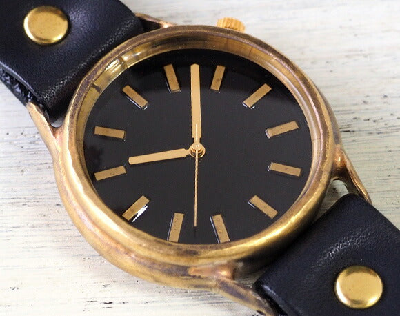渡辺工房 手作り腕時計 “J.S.B” ジャンボブラス バーインデックス 黒文字盤 [NW-JUM38-BR]