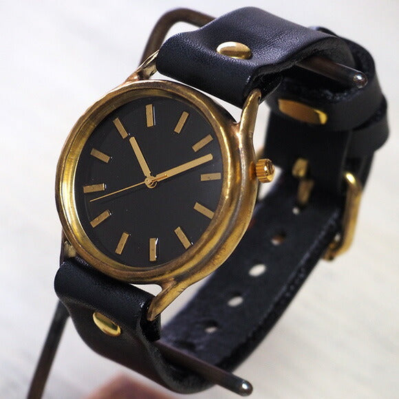 渡辺工房 手作り腕時計 “J.S.B” ジャンボブラス バーインデックス 黒文字盤 [NW-JUM38-BR]