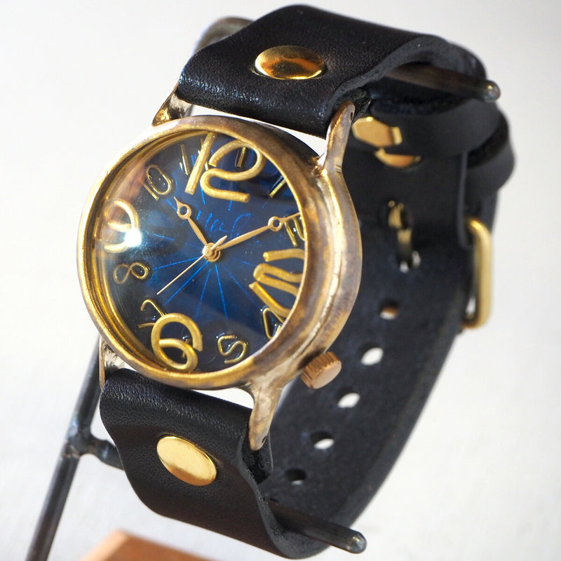 渡辺工房 手作り腕時計 ジャンボブラス “J.S.B.2” ブルー文字盤 [NW-JUM38B-BL]