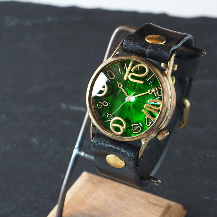 渡辺工房 手作り腕時計 ジャンボブラス “J.S.B.2” クリアグリーン文字盤 [NW-JUM38B-GR]