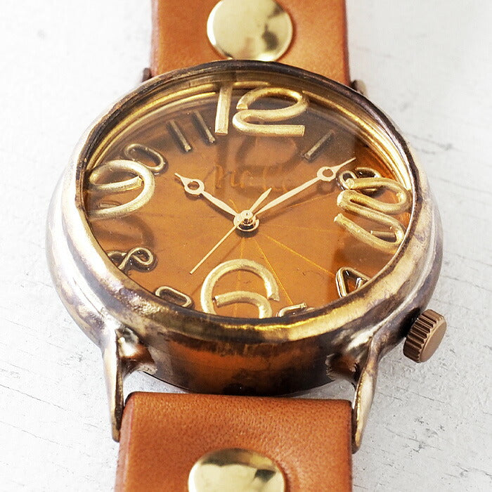 渡辺工房 手作り腕時計 ジャンボブラス “J.S.B.2” クリアイエロー文字盤 [NW-JUM38B-YE]