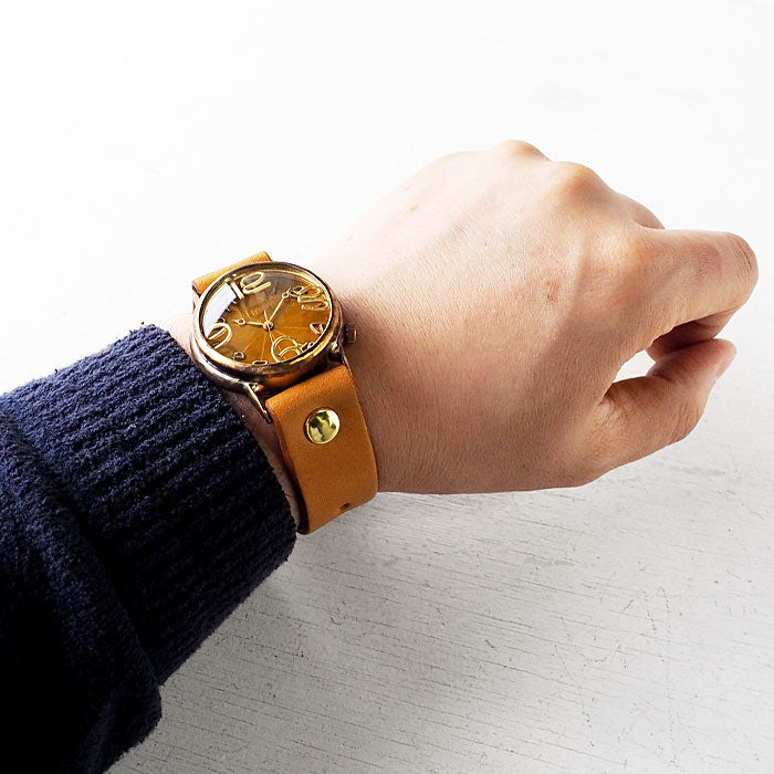Watanabe Kobo 手工手錶 Jumbo Brass “JSB2” 透明黃色錶盤 [NW-JUM38B-YE] 