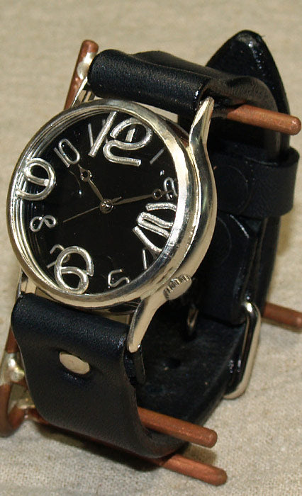 Watanabe Kobo 手工手錶 “JSS” Jumbo 銀色 黑色 錶盤 [NW-JUM38BSV-BK] 