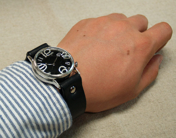 Watanabe Kobo 手工手錶 “JSS” Jumbo 銀色 黑色 錶盤 [NW-JUM38BSV-BK] 