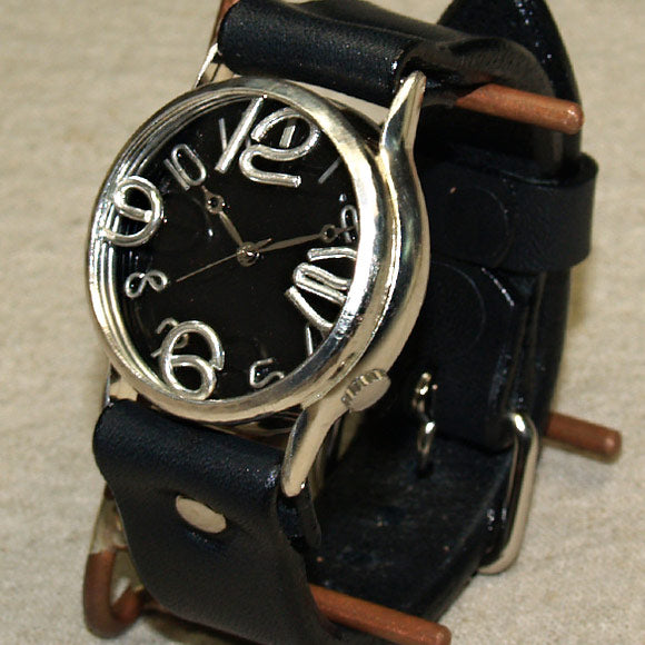 渡辺工房 手作り腕時計 “J.S.S”ジャンボシルバー ブラック文字盤 [NW-JUM38BSV-BK]