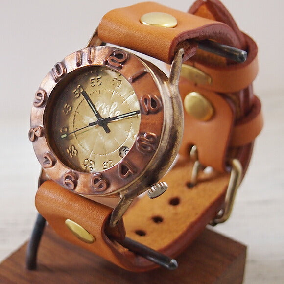 Watanabe Koubou Handmade Watch “Explorer-JB3-DATE” 3D Copper Bezel with Date Jumbo Brass [NW-JUM65B-DATE] 