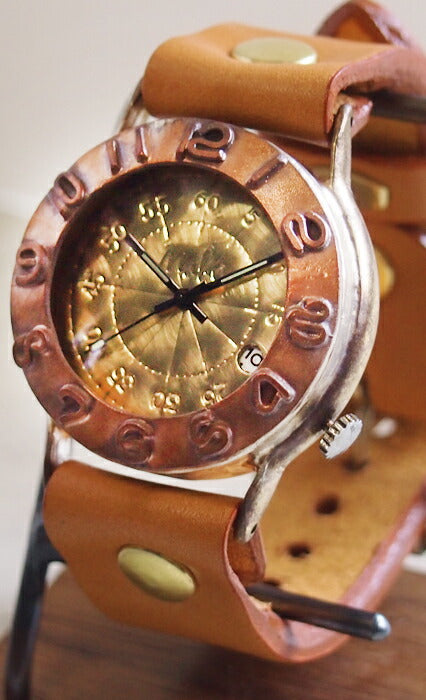 Watanabe Koubou Handmade Watch “Explorer-JB3-DATE” 3D Copper Bezel with Date Jumbo Brass [NW-JUM65B-DATE] 