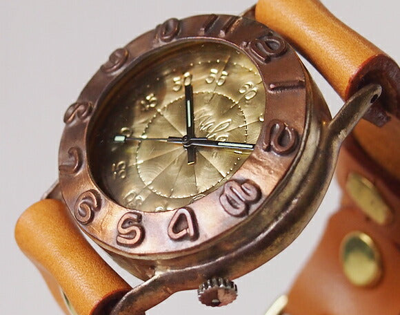 Watanabe Koubou Handmade Watch “Explorer-JB3-DATE” 3D Copper Bezel with Date Jumbo Brass [NW-JUM65B-DATE] 