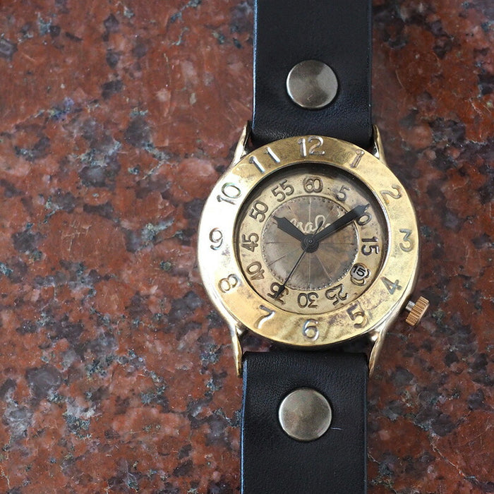 Watanabe Kobo handmade watch “Explore-JB2-DATE” with Jumbo Brass Date [NW-JUM65DATE] 