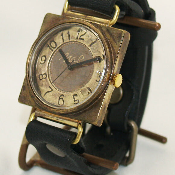 渡辺工房 手作り腕時計 “CUBE-JB3”刻印文字盤 ジャンボブラス [NW-JUM94]