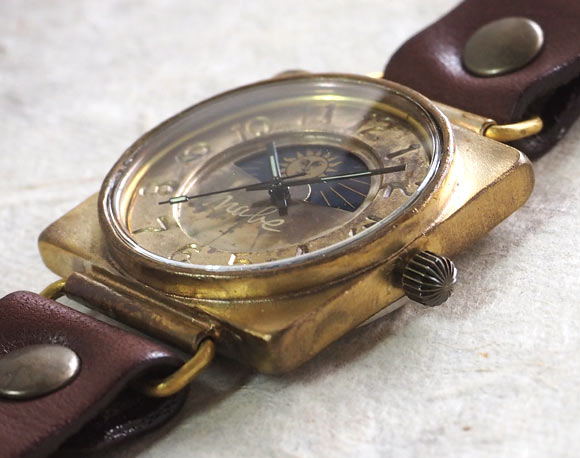 Watanabe workshop handmade watch "CUBE-JB3-SUN &amp; MOON" jumbo brass [NW-JUM94-SM] 