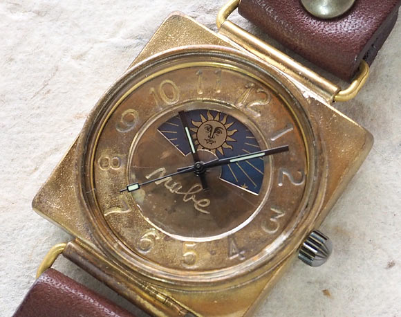 Watanabe workshop handmade watch "CUBE-JB3-SUN &amp; MOON" jumbo brass [NW-JUM94-SM] 