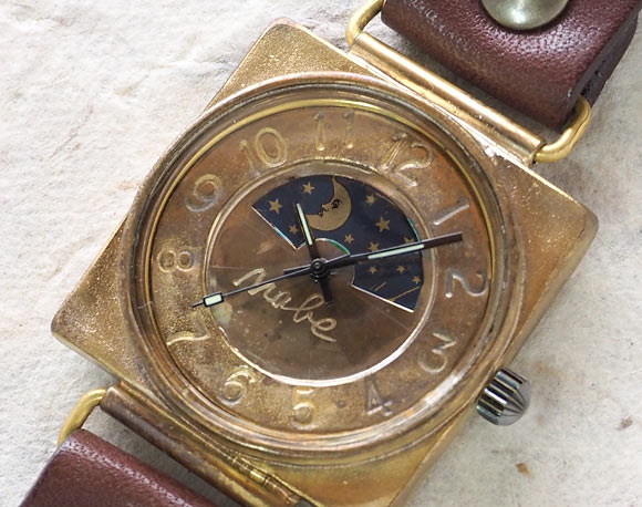 Watanabe workshop handmade watch "CUBE-JB3-SUN &amp; MOON" jumbo brass [NW-JUM94-SM] 