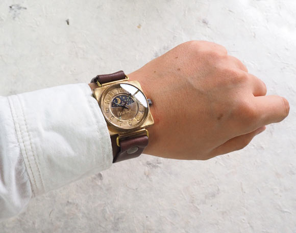 Watanabe workshop handmade watch "CUBE-JB3-SUN &amp; MOON" jumbo brass [NW-JUM94-SM] 